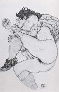 Egon Schiele Recumbent Female Nude with left leg drawn up Spain oil painting artist